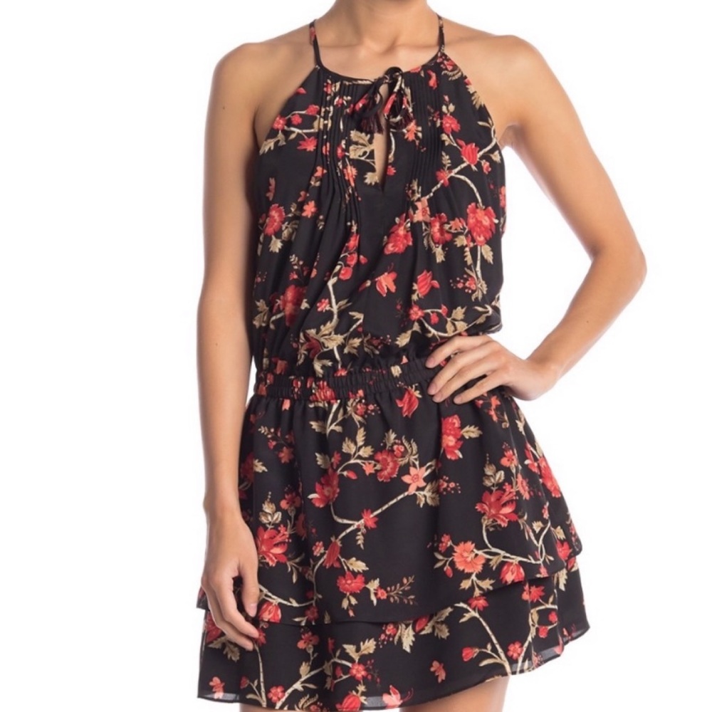 Joie Caviar Jossa Pintuck Pleated Floral Dress
